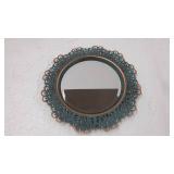 Stonebriar Decorative Round Metal Lace Wall Mirror with Attached Hanger, 12.5 Inch, Turquoise