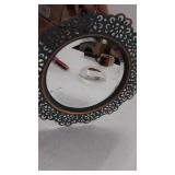 Stonebriar Decorative Round Metal Lace Wall Mirror with Attached Hanger, 12.5 Inch, Turquoise