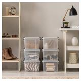 IRIS USA Weathertight Plastic Storage Bin Tote Organizing Container with Durable Lid and Seal and Secure Latching Buckles, Clear, 19Qt (6 count)