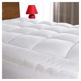 Vonabem King Size Extra Thick Cooling Mattress Topper, 400TC Cotton Fabric Quilted Fitted, Breathability Mattress Protector, Classic White Mattress Pads, for 8-21 Inch Deep Pocket Mattresses.