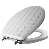 MAYFAIR 29CPA 000 Beadboard Toilet Seat with Chrome Hinges will Never Loosen, ROUND, Durable Enameled Wood, White