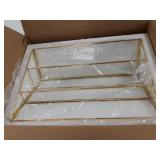 3 tier retail glass with gold tone metal frame