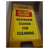 SmartSign 25 x 12 inch Do Not Enter - Restroom Closed For Cleaning Two-Sided Folding Floor Sign, Digitally Printed Polypropylene Plastic, Red, Black and Yellow