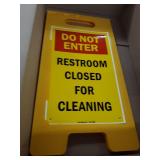 SmartSign 25 x 12 inch Do Not Enter - Restroom Closed For Cleaning Two-Sided Folding Floor Sign, Digitally Printed Polypropylene Plastic, Red, Black and Yellow