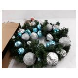 National Tree Company Artificial Christmas Wreath, Green, Evergreen, Decorated with Ball Ornaments, Frosted Branches, Berry Clusters, Christmas Collection, 24 Inches