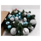 National Tree Company Artificial Christmas Wreath, Green, Evergreen, Decorated with Ball Ornaments, Frosted Branches, Berry Clusters, Christmas Collection, 24 Inches