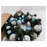 National Tree Company Artificial Christmas Wreath, Green, Evergreen, Decorated with Ball Ornaments, Frosted Branches, Berry Clusters, Christmas Collection, 24 Inches