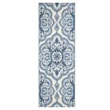 Maples Rugs Vivian Medallion Runner Rug Non Slip Hallway Entry Carpet [Made in USA], 2 x 6, Blue