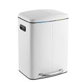happimess HPM1005C Open Double Bucket Garbage Bin with Soft Close Step, Durable Steel Pedal for Home, Office, Kitchen Trash Can, 10.5 Gallon, White