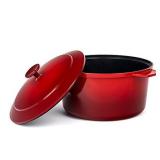 Granitestone Dutch Oven, 6.5 Quart Ultra Nonstick Enameled Lightweight Aluminum Dutch Oven Pot with Lid, Round 6.5 Qt. Stock Pot, Dishwasher & Oven Safe, Induction Capable, Healthy 100% PFOA Free, Red