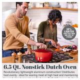 Granitestone Dutch Oven, 6.5 Quart Ultra Nonstick Enameled Lightweight Aluminum Dutch Oven Pot with Lid, Round 6.5 Qt. Stock Pot, Dishwasher & Oven Safe, Induction Capable, Healthy 100% PFOA Free, Red