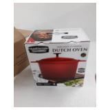 Granitestone Dutch Oven, 6.5 Quart Ultra Nonstick Enameled Lightweight Aluminum Dutch Oven Pot with Lid, Round 6.5 Qt. Stock Pot, Dishwasher & Oven Safe, Induction Capable, Healthy 100% PFOA Free, Red