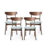 Christopher Knight Home Griselda Mid-Century Modern Dining Chairs (Set of 4), Mint, Walnut