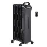 Amazon Basics Portable Digital Radiator Heater with 7 Wavy Fins and Remote Control, Black, 1500W
