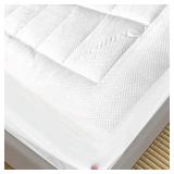 ENITYA Bamboo Mattress Pad King Size Hypoallergenic, Breathable, Soft Quilted Fitted Mattress Cover with 400 GSM Down Alternative Fill (8-21â Deep Pocket)