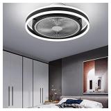Modern Fan Ceiling Light with Remote Control LED Ceiling Light with Fans Silent Ceiling Fan Light Indoor Lighting Adjustable Wind Speed Timed Sleep Bedroom Kitchen Living Room Study Office (Black)