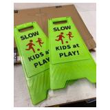 CERLMLAND Slow Kids at Play! 2 pack Green Child - Safety Slow-Down-double-sided - signs , Black text and red graphics Easier to identify,Yard Signs for Schools,Neighborhoods,Park,Day Cares,Home Use fo
