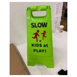 CERLMLAND Slow Kids at Play! 2 pack Green Child - Safety Slow-Down-double-sided - signs , Black text and red graphics Easier to identify,Yard Signs for Schools,Neighborhoods,Park,Day Cares,Home Use fo