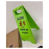 CERLMLAND Slow Kids at Play! 2 pack Green Child - Safety Slow-Down-double-sided - signs , Black text and red graphics Easier to identify,Yard Signs for Schools,Neighborhoods,Park,Day Cares,Home Use fo