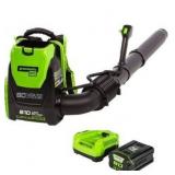Greenworks Pro 80V (180 MPH / 610 CFM) Cordless Backpack Leaf Blower, 2.5Ah Battery and Charger Included BPB80L2510