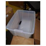 IRIS USA 53 Qt. Plastic Storage Bin Tote Organizing Container with Durable Lid and Secure Latching Buckles, Stackable and Nestable, 6 Pack, clear with Black Buckle