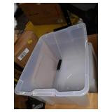 IRIS USA 53 Qt. Plastic Storage Bin Tote Organizing Container with Durable Lid and Secure Latching Buckles, Stackable and Nestable, 6 Pack, clear with Black Buckle