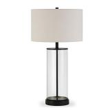 Henn&Hart Traditional Metal Table Lamp with Fabric Shade in Blackened Bronze