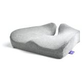 Cushion Lab Patented Pressure Relief Seat Cushion for Long Sitting Hours on Office/Home Chair, Car, Wheelchair - Extra-Dense Memory Foam for Hip, Tailbone, Coccyx, Sciatica - Light Grey