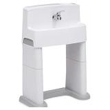 Delta Children PerfectSize 3-in-1 Convertible Sink, Step Stool and Bath Toy for Toddlers/Kids - Perfect for Potty Training, White/Grey