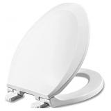 Elongated Toilet Seat with Lid, Quiet Close, Fits Standard Elongated or Oblong Toilets, Slow Close Seat and Cover, Oval, White