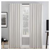 Sun Zero - 56260 Greyson Faux Dupioni Silk Extreme 100% Blackout Back Tab Curtain Panel, 50" x 95", Pearl White (One Panel)