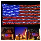 RYNX Led American Flag String Lights, 6.5ftÃ3.3ft Waterproof Outdoor Lighted USA Flag Net Lights Hanging Ornaments for Independence Day , National Day, Christmas Day, Festival Party Decorations