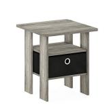 Furinno 11157GYW/BK Andrey End Table Nightstand with Bin Drawer, 1-Pack, French Oak Grey