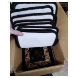 House, Home and More Set of 15 Skid-Resistant Carpet Stair Treads Traditional Lattice with Floral Border - Ebony Black, 8 Inches X 26 Inches