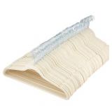 Basics Slim, Velvet, Non-Slip Clothes Suit Hangers, Ivory/Silver - Pack of 100