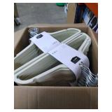 Basics Slim, Velvet, Non-Slip Clothes Suit Hangers, Ivory/Silver - Pack of 100