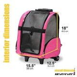 KOPEKS Deluxe Backpack Pet Travel Carrier with Double Wheels - Pink - Large (KPS-1115)