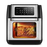 CROWNFUL Air Fryer, 10-in-1 Air Fryer Toaster Oven, 10.6 Quart, Convection Roaster with Rotisserie & Dehydrator, Digital LCD Touch Screen, Accessories and Recipe Included
