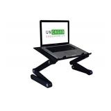 WorkEZ PROFESSIONAL Ergonomic Aluminum Laptop Cooling Stand Lap Desk Tray for Bed Couch. Adjustable height angle tilt notebook macbook pro computer riser folding desktop holder portable,Black