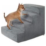 Pet Stairs â Foam Pet Steps for Small Dogs or Cats, 4 Step Design, Removable Cover â Non-Slip Dog Stairs for Home and Vehicle by PETMAKER (Gray)