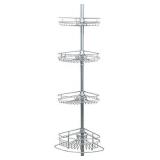 Zenna Home 2161PC Shower Tension Pole Caddy, Satin Chrome 60" - 97",,