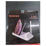 Wireless Charger Station, Saferell 4 in 1 Qi-Certified Fast 10W Charging Dock Stand for Apple Watch & AirPods & Pencil iPhone 11/XR/8Plus/SE, Nightstand Mode for iWatch, Compatible Samsung Galaxy