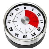 Kitchen Timer for Cooking Visual Countdown Timer 60 Minute Magnetic Mechanical Egg Timer Manual Wind Up with Alarm Small Size Stainless Black