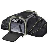 AIIYME Cat Pet Carrier, Airline Approved 2 Sides Expandable Foldable Soft Sided Pet Dog Travel Bag with 5 Open Doors Removable Fleece Pad Pocket for Cats Puppy Small Animals ï¼18" L x 11" W x 9.5"