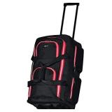 Olympia 8 Pocket Rolling Duffel Bag, Black/Red, 22 inch