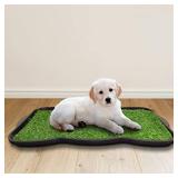 Ottomanson PET800-12X28 Training Pad, Green Artificial Grass Bathroom Mat Small Pets-Portable Puppy Potty Trainer for Indoor and Outdoor Use Easy to Clean, 12" x 28"