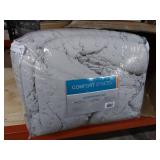 Comfort Spaces 100% Comforter Set Cotton Jacquard Pom Tufts Design Hypoallergenic Down Alternative, All Season Modern Bedding, Matching Shams, Full/Queen, Phillips, Grey, 3 Piece