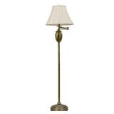 Decor Therapy PL1598 59" Antique Brass Swing-arm Floor Lamp with Faux Silk Shade