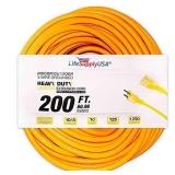 200 ft Extension Cord 10/3 SJTW with Lighted end - Yellow - Indoor / Outdoor Heavy Duty Extra Durability 10 AMP 125 Volts 1250 Watts by LifeSupplyUSA