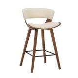 Armen Living Jagger 26" Counter Height Stool with Walnut Finish and Cream Faux Leather